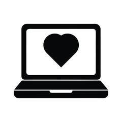 clean minimalist vector laptop with heart shape on white background.eps
