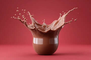 Chocolate Milk Splashing From Glass in Studio Shot