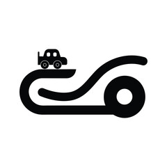 a black and white vector of a toy race track.eps