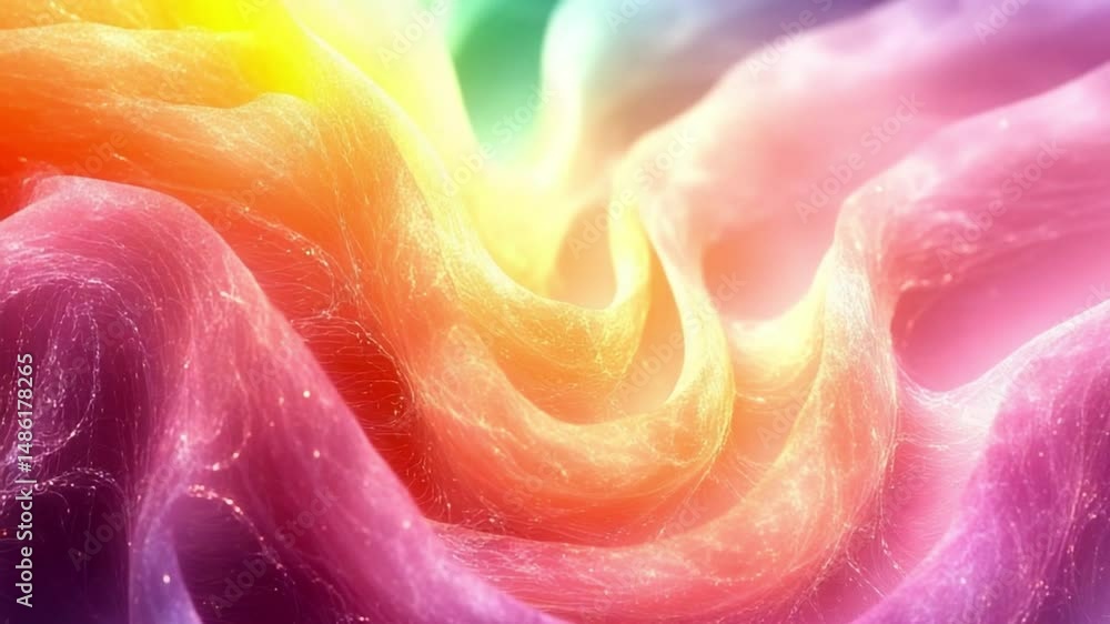 Fototapete Rainbow Wave Abstraction: A captivating visual exploration of vibrant colors blending seamlessly into a dynamic and abstract wave, creating a mesmerizing and otherworldly atmosphere.