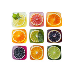 Obraz premium Vibrant Citrus Fruit Cubes A Colorful Grid of Zesty Goodness
