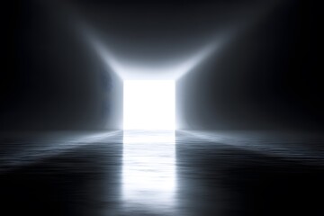 A Dark, Empty Corridor with Bright Light at the End, Symbolizing Hope and Opportunity