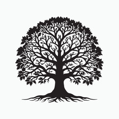 Obraz premium Large silhouette of a tree against a plain white background.