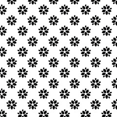 Geometric floral set of seamless patterns. Black and white vector backgrounds.