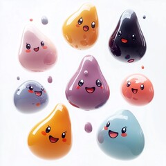 kawaii slime character illustration, cute kawaii slime clipart, colorful kawaii slime cartoon for kids