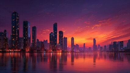 Fototapeta premium Sunset Colors Over the Skyline