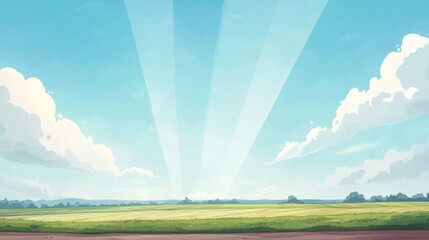 Peaceful countryside landscape with a bright sky