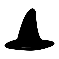 Silhouette of a classic witch's hat for Halloween celebration and decoration