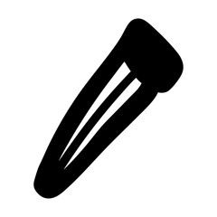 Simple black vector illustration of an oldfashioned hair clip isolated on white