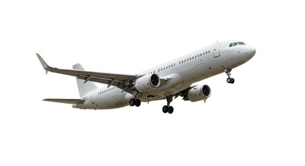 Obraz premium Isolated White Passenger Airplane Taking Off