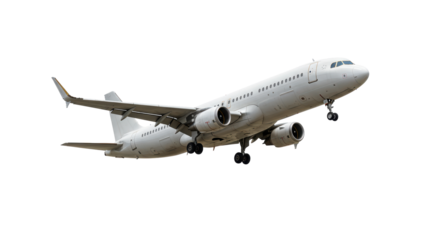 Isolated White Passenger Airplane Taking Off