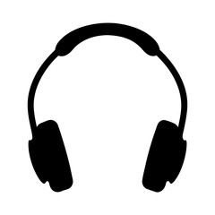 Simple black silhouette of overear headphones against a plain white background