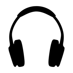 Silhouette of headphones, representing music listening and audio technology in monochrome