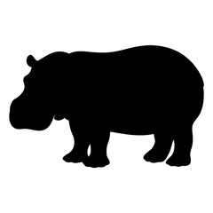 Silhouette of a hippopotamus standing on a white background image