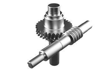 Vital Power Transmission Parts: Detail of Precision Metal Worm Gear and Shaft Isolated Element on Transparent HD PNG Background for Industrial Automation and Mechanical Design Engineering Machinery