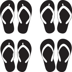 Four Pairs of Black and White Flip Flops Icon