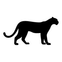 Silhouette of a Black Panther standing calmly and elegantly on a white background