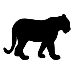 Black silhouette of a walking panther showcasing graceful strength and power