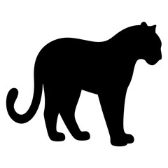 Silhouette of a powerful panther standing elegantly in profile view, isolated
