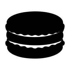 Black silhouette of a delicious macaroon, perfect for dessert illustrations
