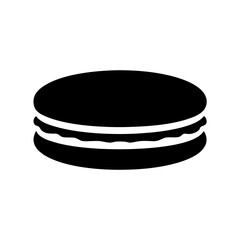 Black and White Simple Macaron Cookie Design Illustration for Food Iconography