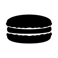 Monochrome Macaron Icon, a simple silhouette of a delicious french dessert