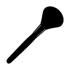 Silhouette of a professional makeup blending brush on a white background