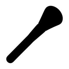 Silhouette of a professional makeup blending brush on a white background