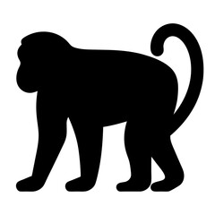 Silhouette illustration of a capuchin monkey with its long tail curled up