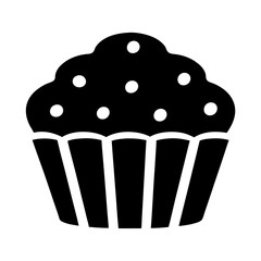 Simple but Sweet Black and White Cupcake Silhouette Illustration for Design