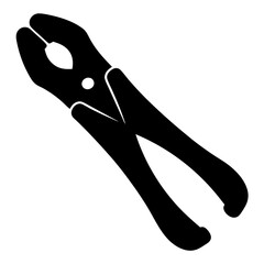 Black and White Image of Pliers Tool Isolated on a White Background