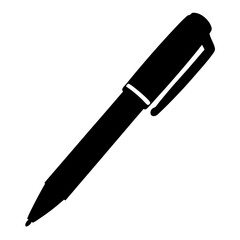 Stylized Ink Pen Silhouette Illustration on Plain White Background for Various Applications