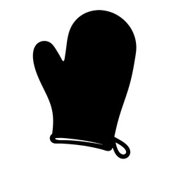 Simple black oven mitt illustration perfect for baking or cooking design