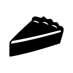 A slice of delicious pie icon in solid black on white background