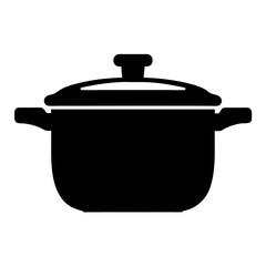 Black and white vector illustration of a cooking pot with a lid