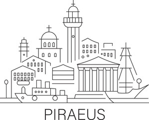 Obraz premium Piraeus City Line Draw Simple Minimalist
