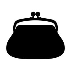 Vintage kiss lock coin purse silhouette against a white background, close up