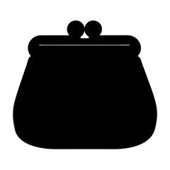 Vintage coin purse in black and white solid vector illustration