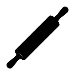 Silhouette of a classic wooden rolling pin isolated on white background