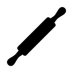 A black silhouetted rolling pin isolated on a white background image
