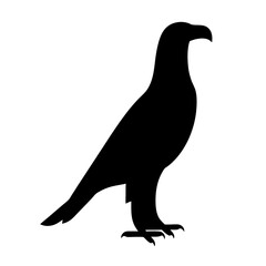 Black silhouette of an eagle standing majestically against a white background