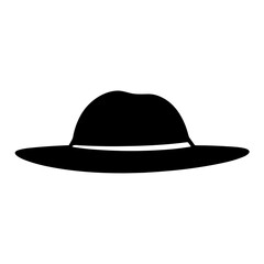 Silhouette of a Stylish Fedora Hat with a White Band around it