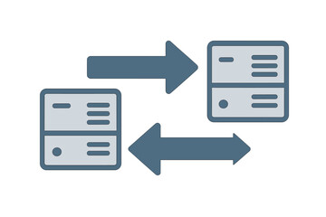 Data transfer process illustrating data synchronization between two systems efficiently and securely
