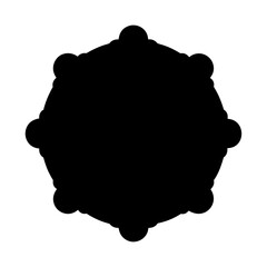 Abstract Hexagonal Structure with Spherical Protrusions in Bold Black Silhouette