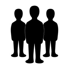 Three abstract figures standing together, symbolizing unity and anonymous representation