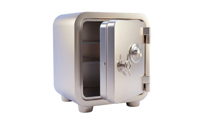 Isolated Open Safe Box with Empty Shelves