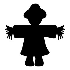 Silhouette of a Scarecrow with a Hat and Extended Straw Arms