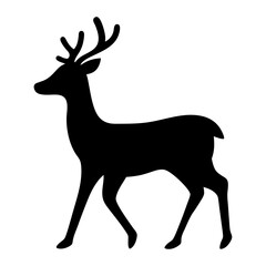 Silhouette of a Majestic Deer with Antlers Standing Gracefully on White