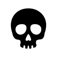 Simple Black Skull Vector Illustration on White Background for Scary Design