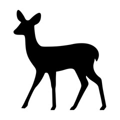 Silhouette of a graceful deer standing on a white background illustration